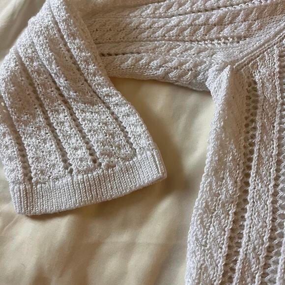 Talbots Petite White Linen Knit Sweater Top Sz LP Preppy Quiet Luxury Old Money - Picture 3 of 8